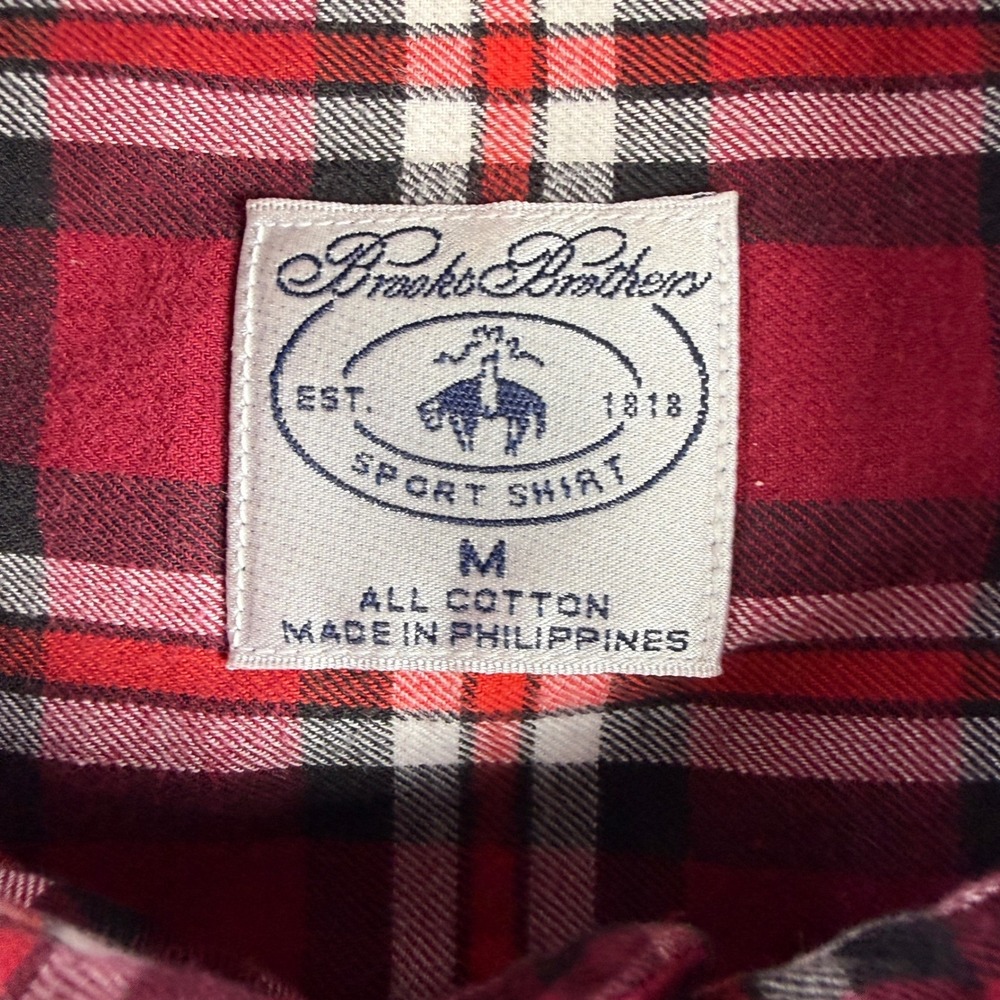 Vintage Brooks Brothers Flannel Shirt Mens M Red Plaid Button Down Long Sleeve - Picture 4 of 9